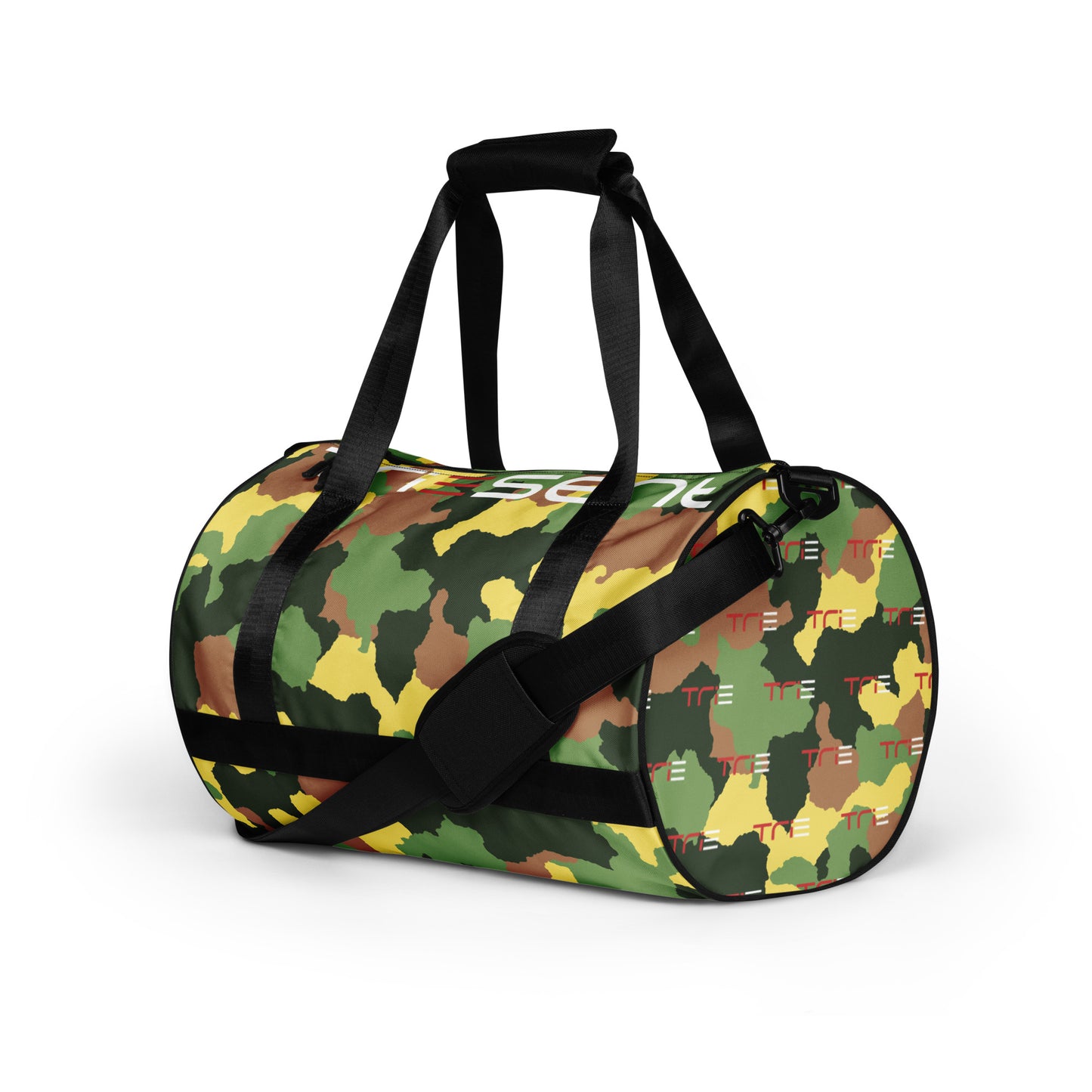TriEsent All-Over Print Gym Bag (Brown, Green, Black, Yellow)