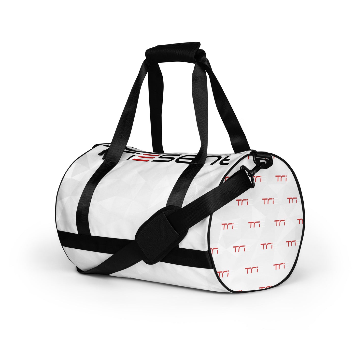 TriEsent All-Over Print Gym Bag (White, Black, Red)