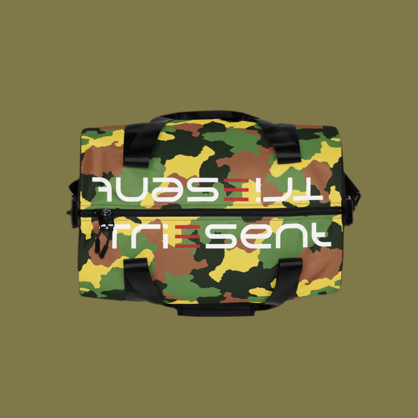 TriEsent All-Over Print Gym Bag (Brown, Green, Black, Yellow)