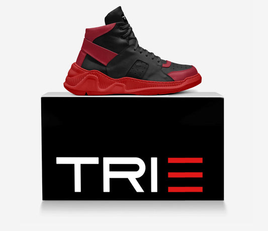 TRI I High Tops – Red & Black Leather Edition